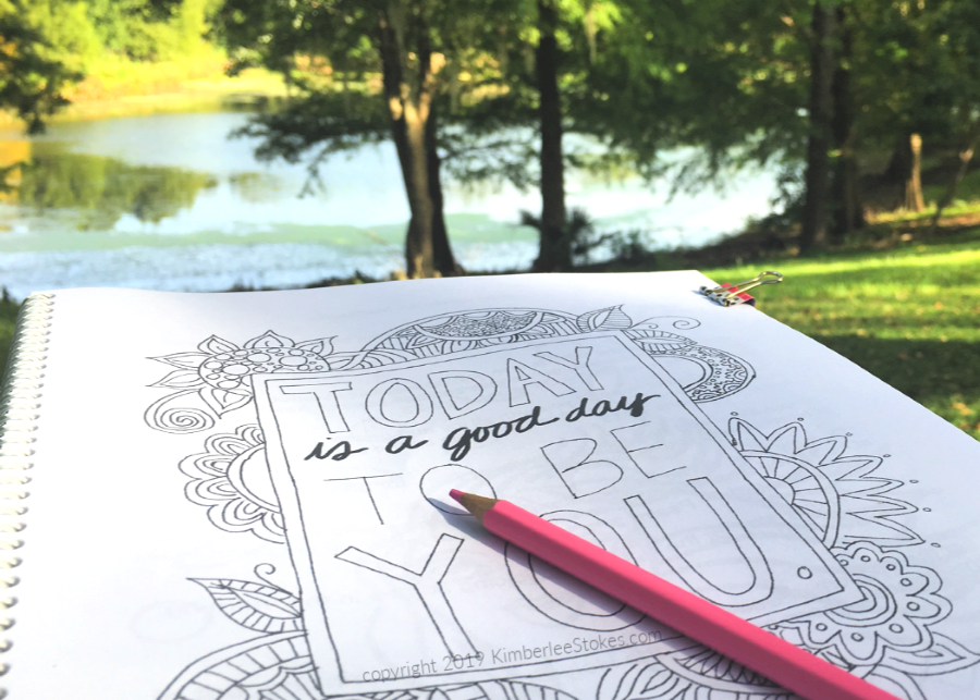 Joyful Life Coloring Journal interior page -- copyright 2019 Kimberlee Stokes with copyright text